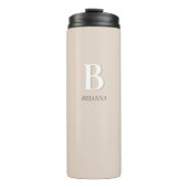 Beige Minimale Matig Monogram Initiaal Thermosbeker (Voorkant)
