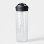 Beige Minimale Matig Monogram Initiaal Waterfles<br><div class="desc">Dit ontwerp van de douanefles van het water kenmerkt een eenvoudig monogram in beige & wit kleurenthema. Maak er een van een soort drinkware met je initiaal en naam. Deze gepersonaliseerde waterfles zal een uniek cadeau zijn voor iemand speciaal of jezelf. Als u de lettertypen of positie wilt wijzigen, klikt...</div>