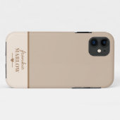 Beige Minimale Matig Monogram van het Initiaal Naa Case-Mate iPhone Case (Achterkant (horizontaal))