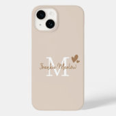 Beige Minimale Matig Monogram van het Initiaal Naa Case-Mate iPhone Case (Achterkant)
