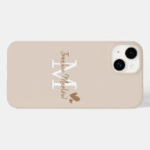 Beige Minimale Matig Monogram van het Initiaal Naa Case-Mate iPhone Case (Achterkant (horizontaal))