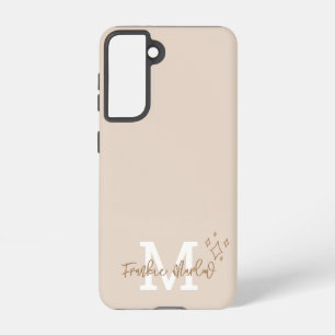 Beige Minimale Matig Monogram van het Initiaal Naa Samsung Galaxy Hoesje