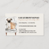 Beige Minimale moderne Sofa Pug Dog Cat Pet Visitekaartje (Achterkant)