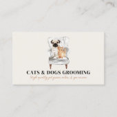 Beige Minimale moderne Sofa Pug Dog Cat Pet Visitekaartje (Voorkant)