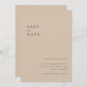 Beige Minimalist & Elegant Bruiloft Bewaar de datu Kaart (Voorkant / Achterkant)