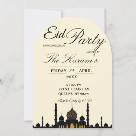 Beige Minimalist elegant Eid Party Invitation Card Kaart