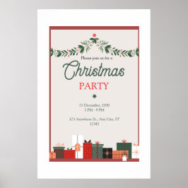 Beige Minimalist Elegant Simple Christmas Party Poster