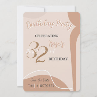 Beige minimalist en Elegant Birthday Invitation Kaart