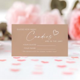 Beige Minimalist Hoeveel Snoepjes Douche Game Card Plaatskaartje