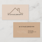 Beige Minimalist Modern House Real Estate Agent Visitekaartje (Voorkant / Achterkant)