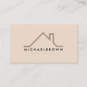 Beige Minimalist Modern House Real Estate Agent Visitekaartje (Voorkant)