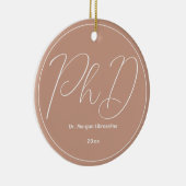 Beige Minimalist Name PhD Afstuderen Keramisch Ornament (Rechts)