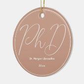 Beige Minimalist Name PhD Afstuderen Keramisch Ornament (Links)