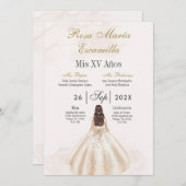 Beige minimalist Quinceañera invitation Kaart (Voorkant / Achterkant)