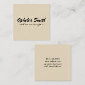 Beige Minimalist Salon Manager Vierkante Visitekaartje (Voorkant / Achterkant)