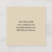 Beige Minimalist Salon Manager Vierkante Visitekaartje (Achterkant)
