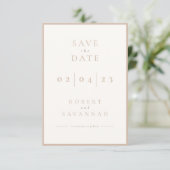 Beige minimalist Sla de datum-Kaart op Save The Date (Staand voorkant)