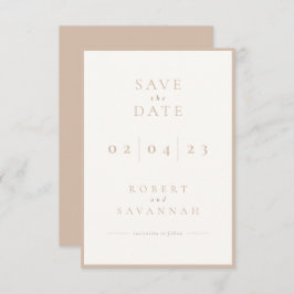 Beige minimalist Sla de datum-Kaart op Save The Date