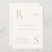 Beige Minimalist Wedding Invitation Kaart (Voorkant / Achterkant)