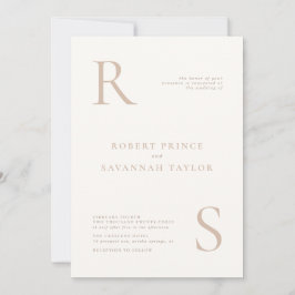 Beige Minimalist Wedding Invitation Kaart
