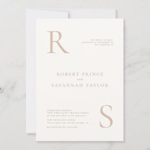 Beige Minimalist Wedding Invitation Kaart