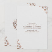 Beige Minimalist Wedding Invitation Kaart (Voorkant / Achterkant)
