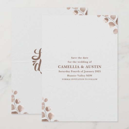Beige Minimalist Wedding Invitation Kaart (Voorkant / Achterkant)
