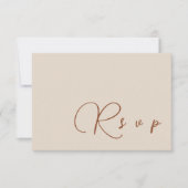 Beige Minimalist Wedding RSVP QR Code Kaart Notitiekaartje (Voorkant)