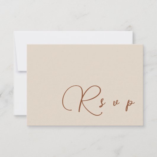 Beige Minimalist Wedding RSVP QR Code Kaart Notitiekaartje (Voorkant)