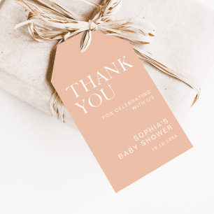Beige Minimalistisch Baby shower Cadeaulabel