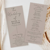 Beige minimalistisch huwelijksprogramma