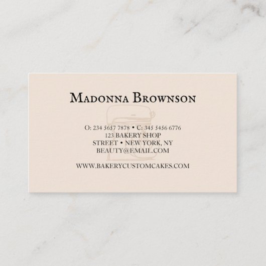 Beige minimalistisch modern design voor bakkerij visitekaartje (Achterkant)