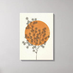 Beige Minimalistische Abstract Bloemendoek Canvas Afdruk