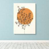 Beige Minimalistische Abstract Bloemendoek Canvas Afdruk (Insitu (Houten vloer))