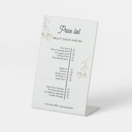 Beige Minimalistische Beauty Salon prijslijst Reclamebord Met Voetstuk