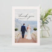 Beige minimalistische bloem Dank u bruiloft Kaart (Staand voorkant)