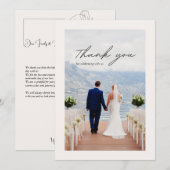 Beige minimalistische bloem Dank u bruiloft Kaart (Voorkant / Achterkant)