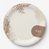 Beige Minimalistische Boho Wedding Theme Papieren Bordje (Voorkant)