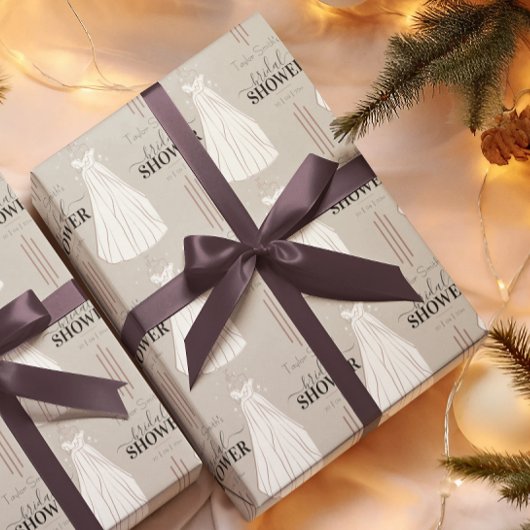 Beige minimalistische bruidsfeest cadeauverpakking cadeaupapier