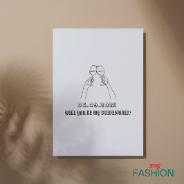 Beige minimalistische bruidsmeisje voorstel uitnod bedankkaart
