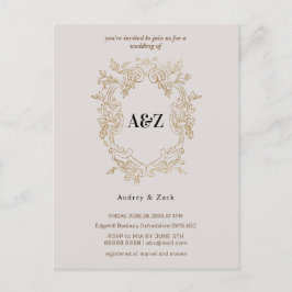 Beige minimalistische bruidsuitnodiging briefkaart