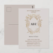 Beige minimalistische bruidsuitnodiging briefkaart (Voorkant / Achterkant)