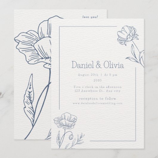 Beige minimalistische bruiloft kaart (Voorkant / Achterkant)