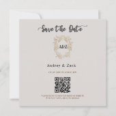 Beige minimalistische bruiloft QR SCAN KAART (Voorkant)