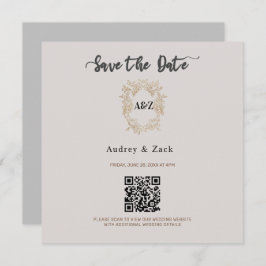 Beige minimalistische bruiloft QR SCAN KAART
