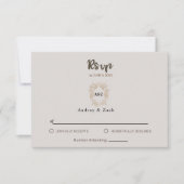 Beige minimalistische bruiloft RSVP KAART (Voorkant)