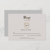 Beige minimalistische bruiloft RSVP KAART (Voorkant / Achterkant)