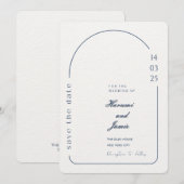 Beige minimalistische bruiloft save the date uitno kaart (Voorkant / Achterkant)