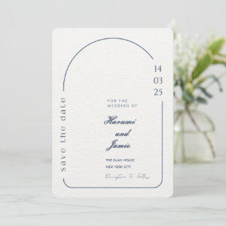 Beige minimalistische bruiloft save the date uitno kaart