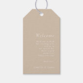 Beige minimalistische bruiloft welkom cadeau Label Cadeaulabel (Voorkant)